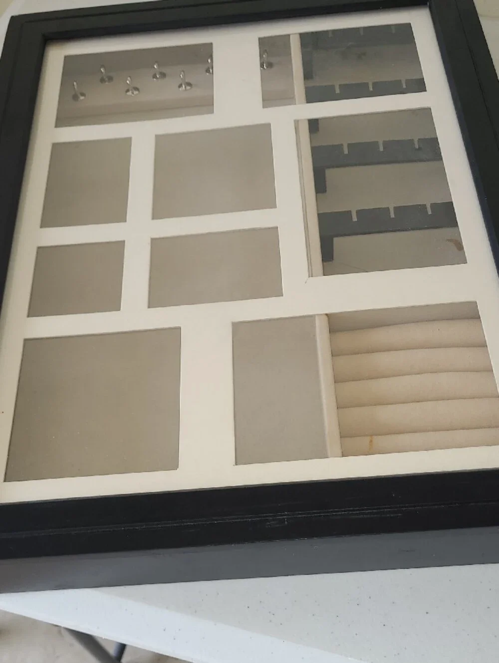 Black Jewelry Organizer Display Case with Cream Inserts